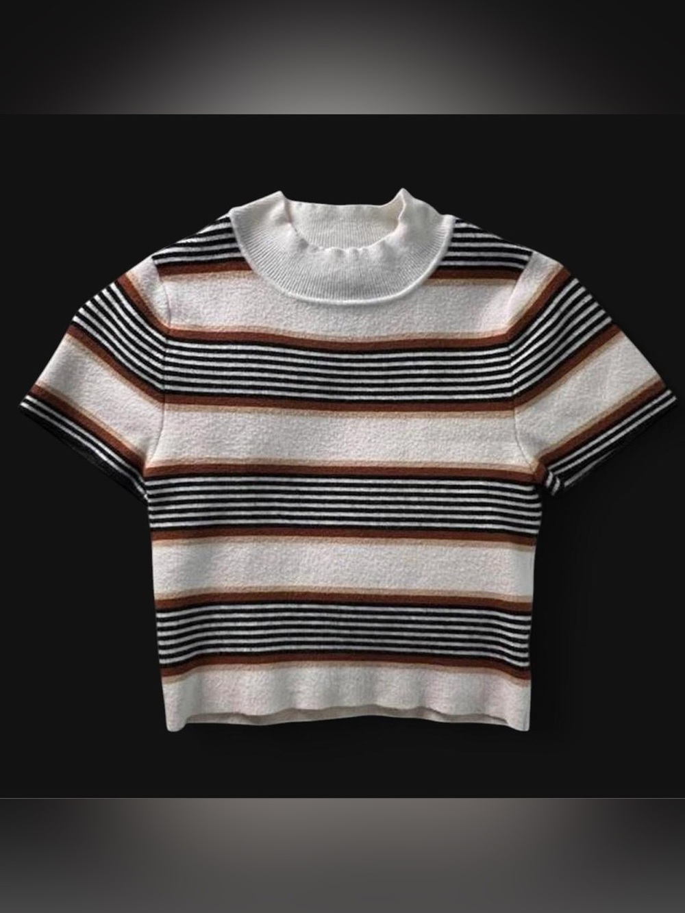 LA Hearts Striped Knit Mock Neck Crop Top Size S